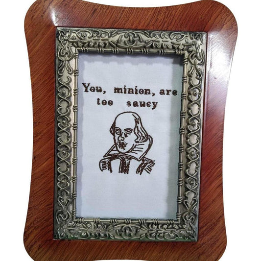 William Shakespeare Embroidered Artwork -  Deadstock Fabric - Vintage Frame