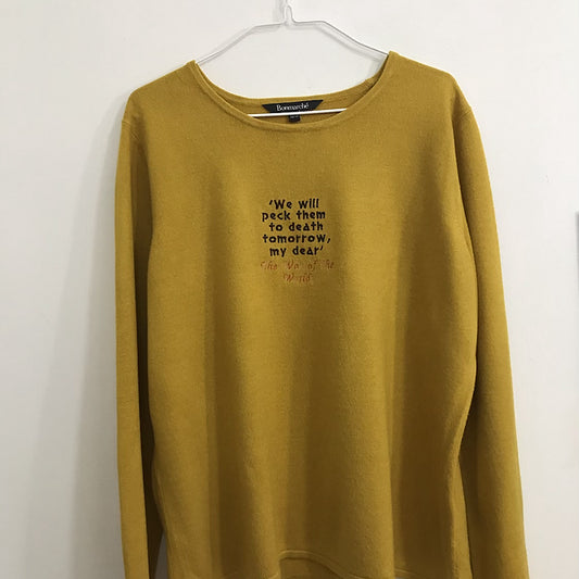 Size 16/18: H.G Wells - Embroidered The War of the Worlds Mustard Jumper