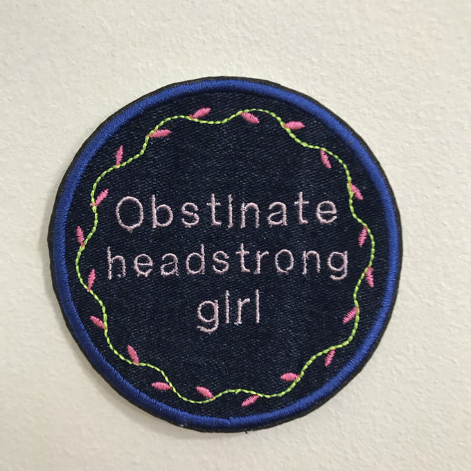 Recycled Denim Sew On Patch - Jane Austen Quote