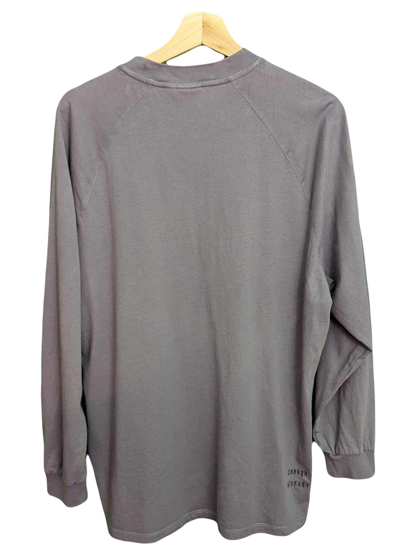 Size 6 (Very Oversized) Heather Long-sleeve T-Shirt - Libraries Gave Us Power Embroidered Design