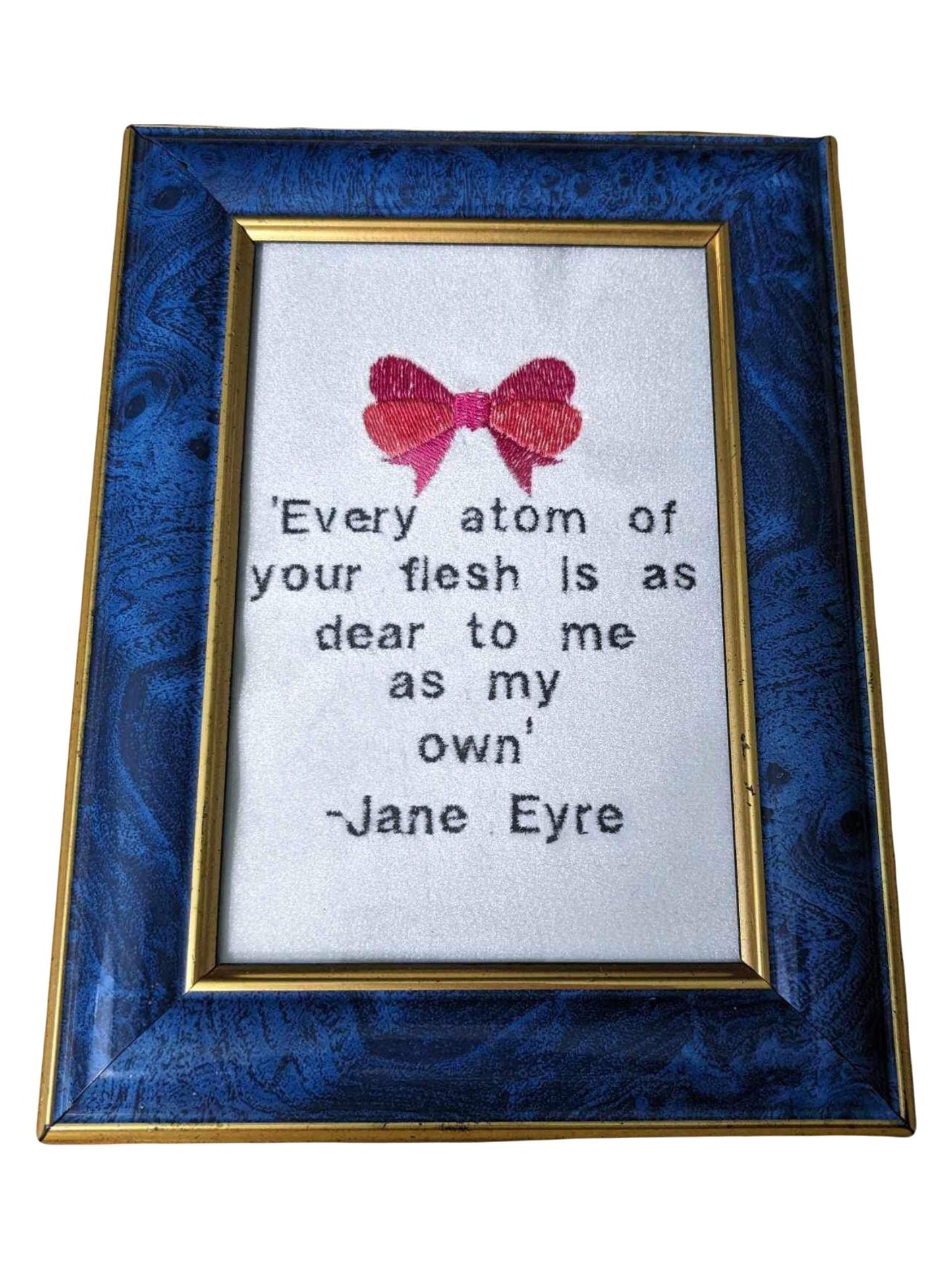 Jane Eyre - Charlotte Brontë Framed Embroidered Artwork - Perfect Valentine's Day Gift