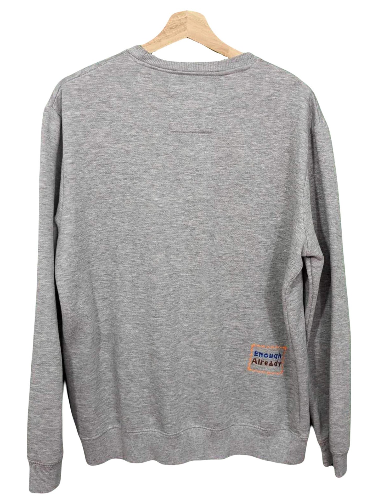 Size Medium Classic Grey Sweatshirt with Embroidered Autumnal William Wordsworth Quote and Scarecrow Design