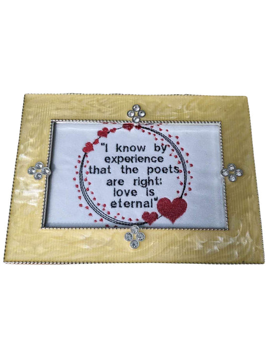 E. M. Forster - A Room With A View - Framed Embroidery Art - Yellow Diamante Frame - Perfect Valentine's Day Present