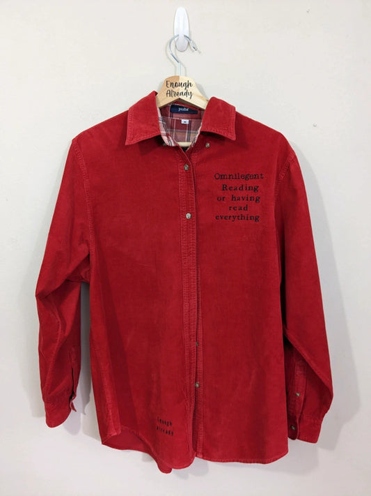 Size Medium Red Cord Shirt - Embroidered Omnilegent Definition