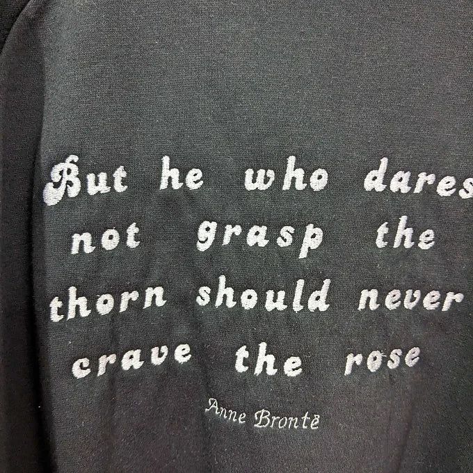 Size 12 Vintage Rose Sleeve Sweatshirt - Embroidered Anne Brontë Bookish Quote