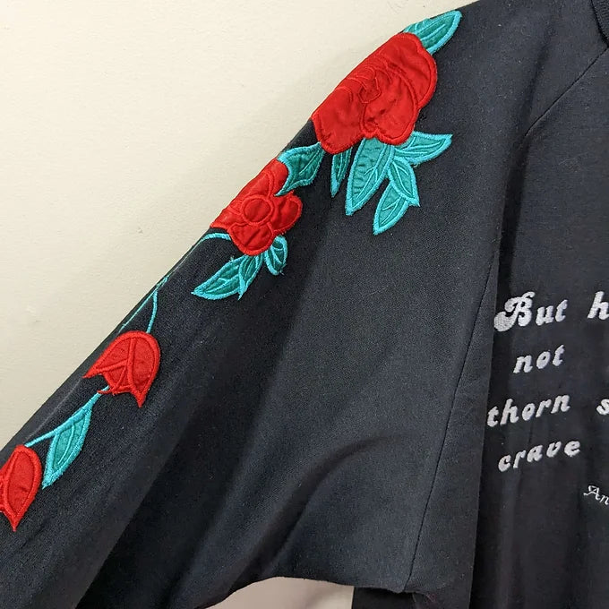 Size 12 Vintage Rose Sleeve Sweatshirt - Embroidered Anne Brontë Bookish Quote