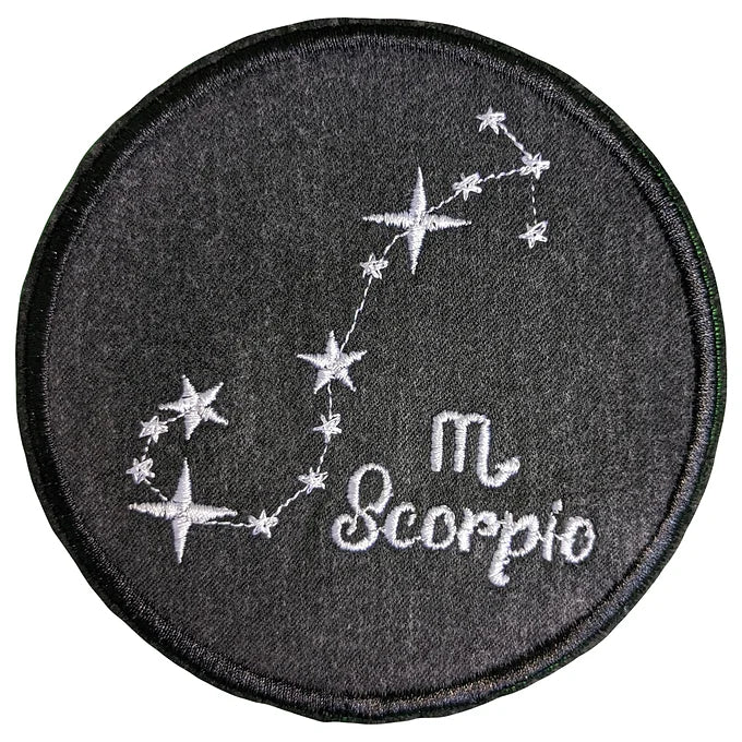 Scorpio Star Sign Recycled Denim Sew On Patch: Embroidered Constellations