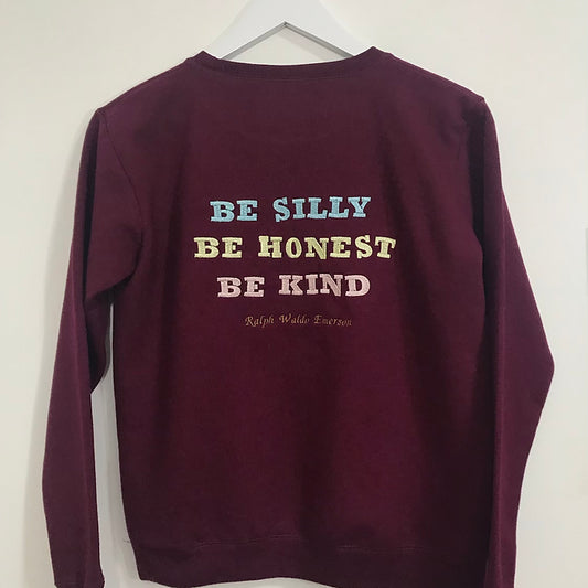 Size Small: Burgundy Sweatshirt - Embroidered Ralph Waldo Emerson Quote