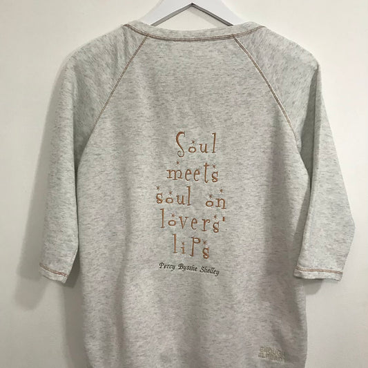 Size 10-12: Light Grey Sweatshirt - Embroidered Percy Bysshe Shelley Quote