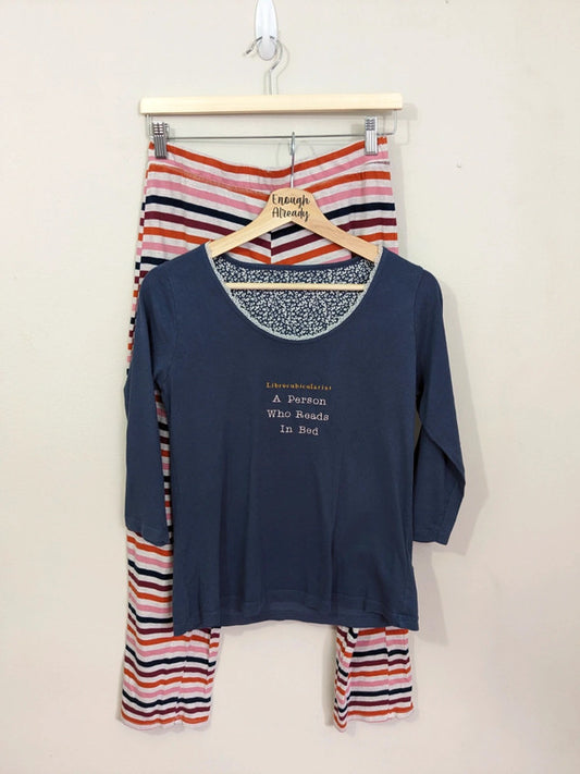 Size 10 Reworked Striped Pyjama Set - Embroidered Librocubicularist Definition