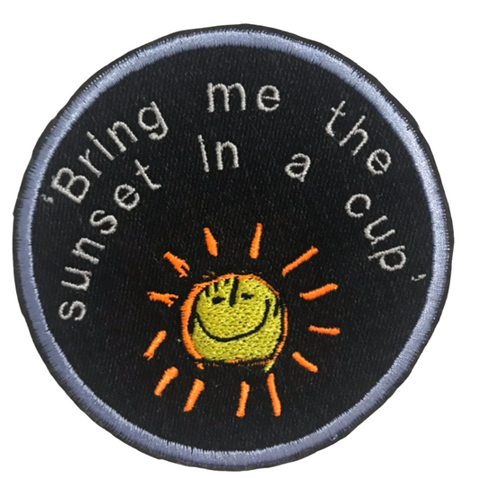 Bring Me The Sunset In a Cup - Emily Dickinson Inspired Embroidered Sew On Denim Patch