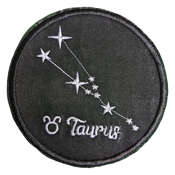 Taurus Star Sign Recycled Denim Sew On Patch: Embroidered Constellations