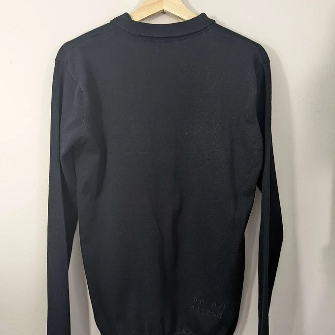 Size M Reworked Black Collar Jumper-Embroidered This Too Shall Pass