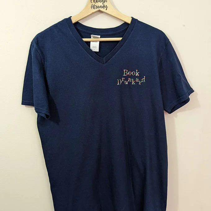 Size M Reworked Navy T-Shirt Embroidered Anne of Green Gables Bookish Quote