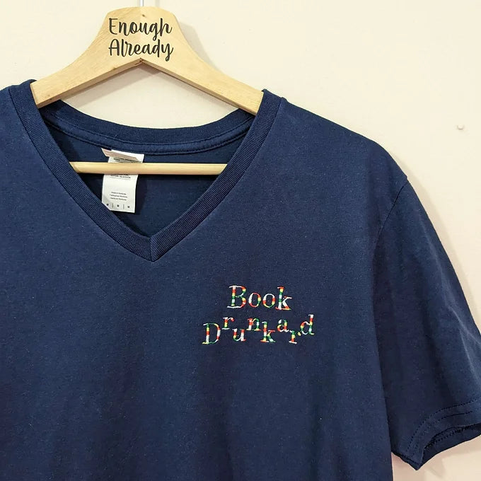 Size M Reworked Navy T-Shirt Embroidered Anne of Green Gables Bookish Quote