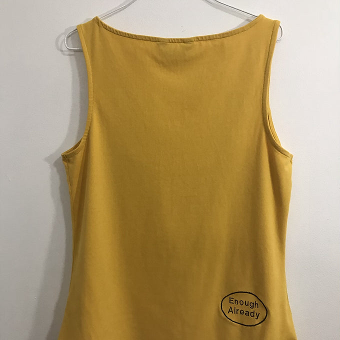 Size 16: Mustard Vest with Embroidered W. B. Yeats Quote