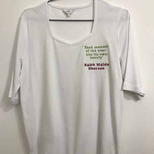 Size 12: White T-shirt with Ralph Waldo Emerson Quote