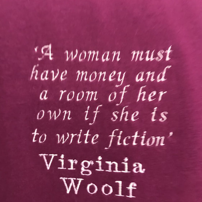 Size 22: Purple T-shirt with Embroidered Virginia Woolf Quote