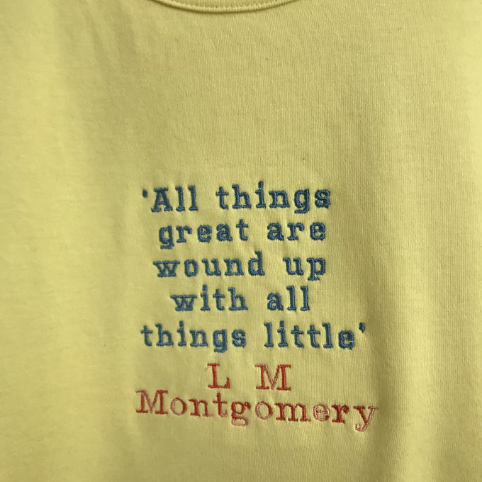 Size M (14-16) : Yellow Tee - Embroidered L. M. Montgomery Quote